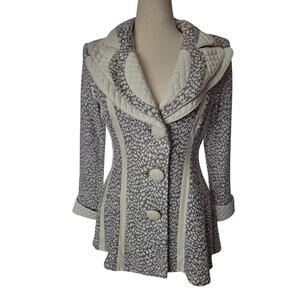 Barcelino Contrast Knit Jacket Blazer Grey White Avant Garde Art MOB Wedding M/L